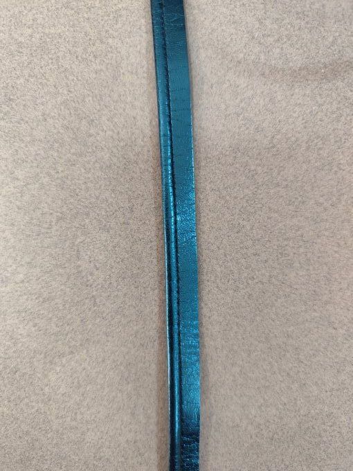 Passepoil imitation cuir lamé bleu canard