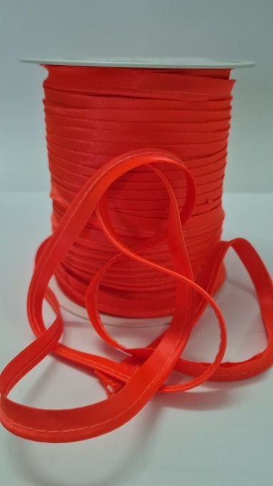 Passepoil satin corail fluo au mètre