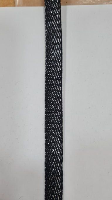 Sergé coton lurex 10mm noir/argent