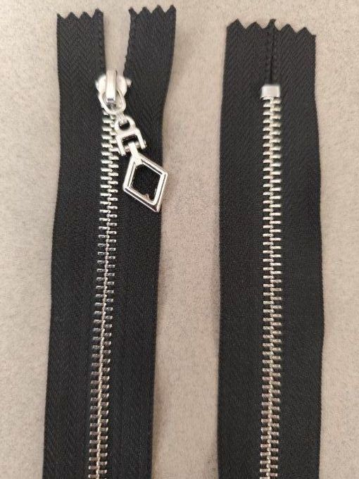 Fermeture métal fixe argent 35cm à la pièce