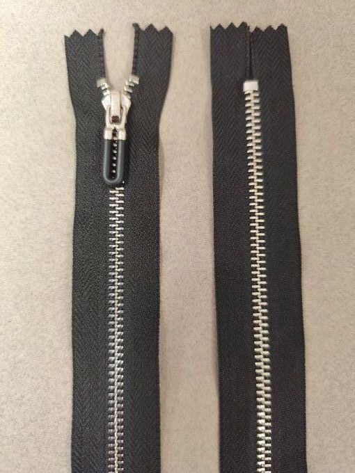 Fermeture métal fixe argent 35cm à la pièce