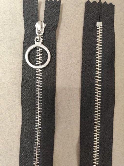 Fermeture métal fixe argent 35cm à la pièce