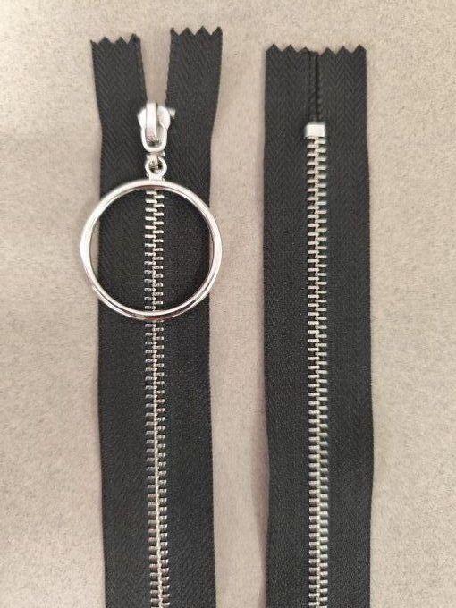 Fermeture métal fixe argent 35cm à la pièce