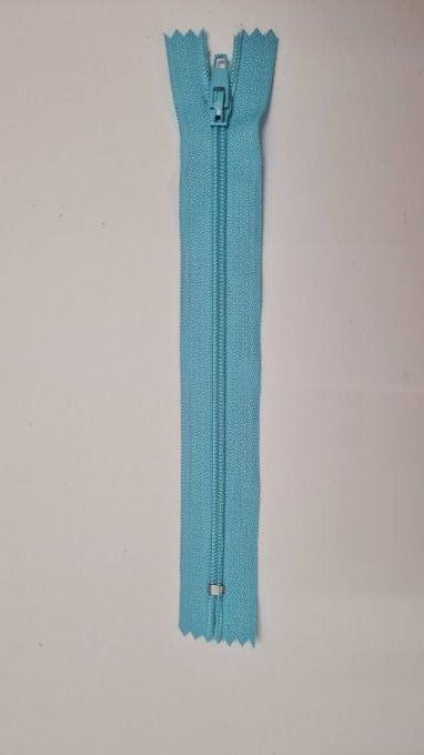 Fermeture éclair nylon bleu clair à la pièce