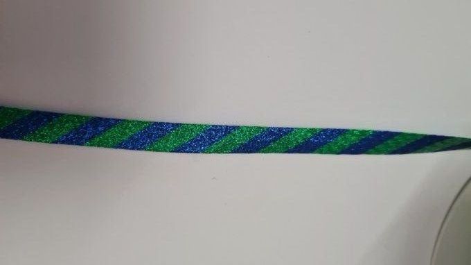 Biais  lurex bleu vert forêt au mètre