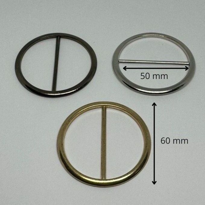 Boucle ceinture métal ronde 50 mm à la pièce