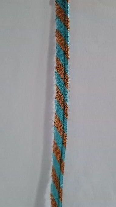 Passepoil lurex ciel / cuivré au mètre