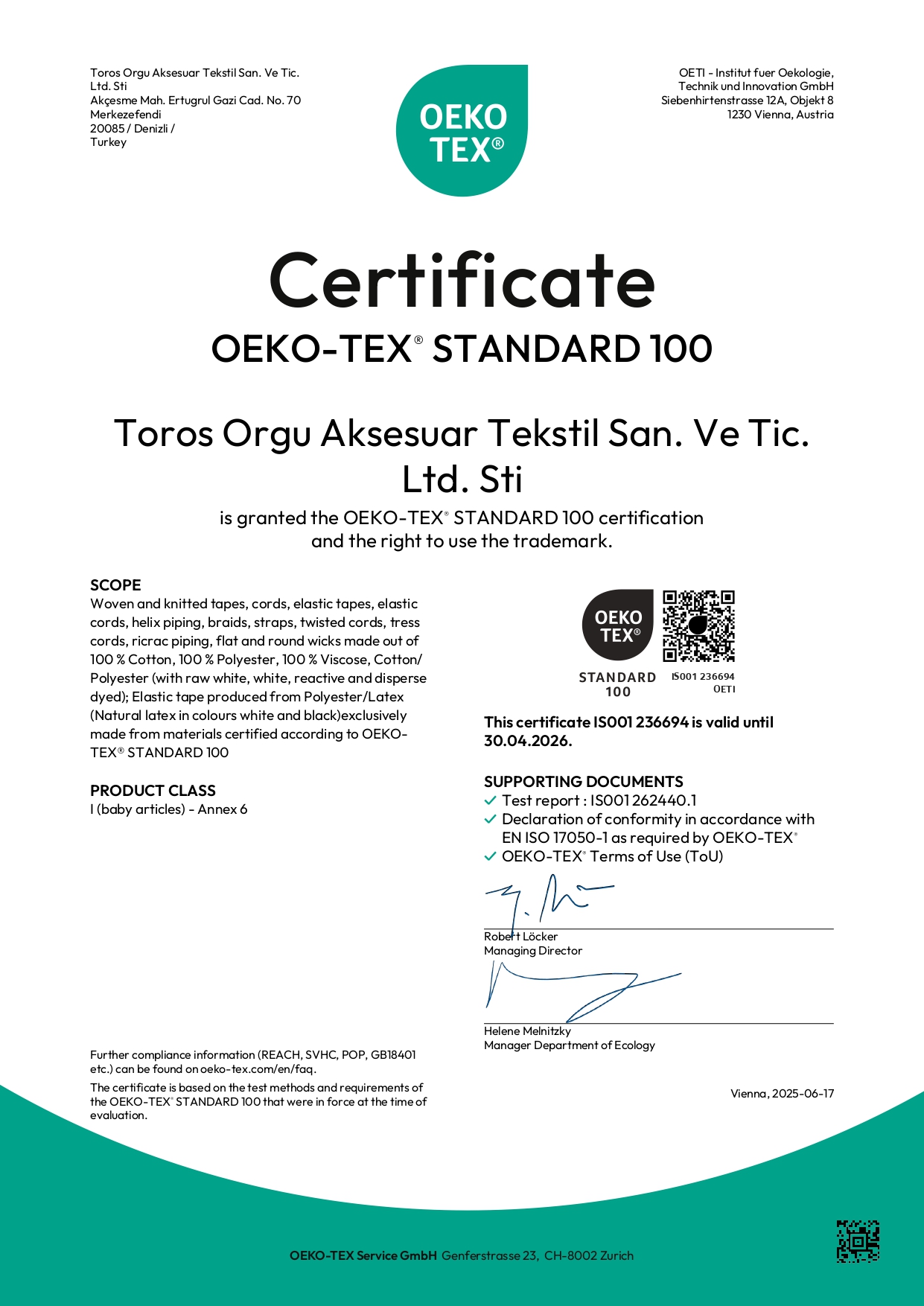 certificat oeko tex sangle serge cordon coton picot 