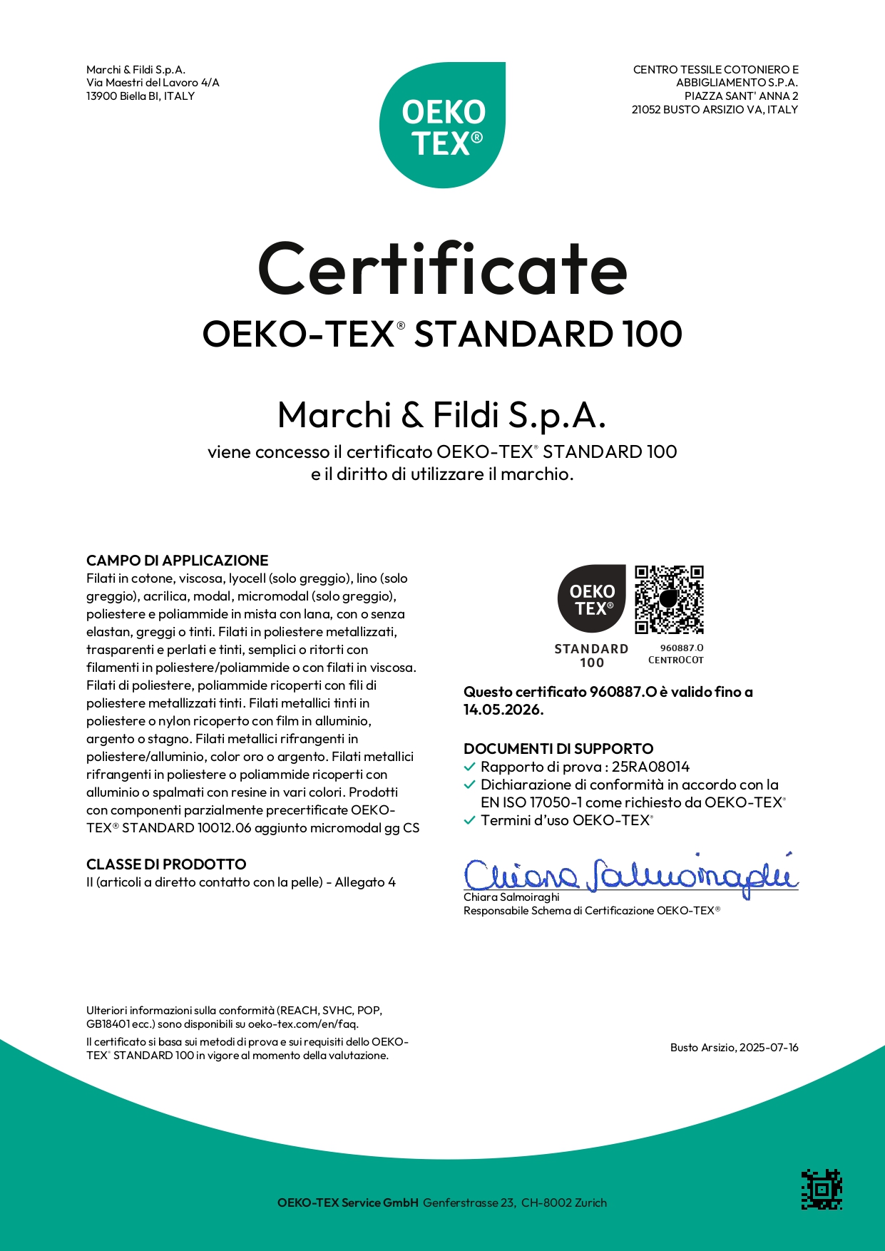 Certificat oekotex biais et passepoil 